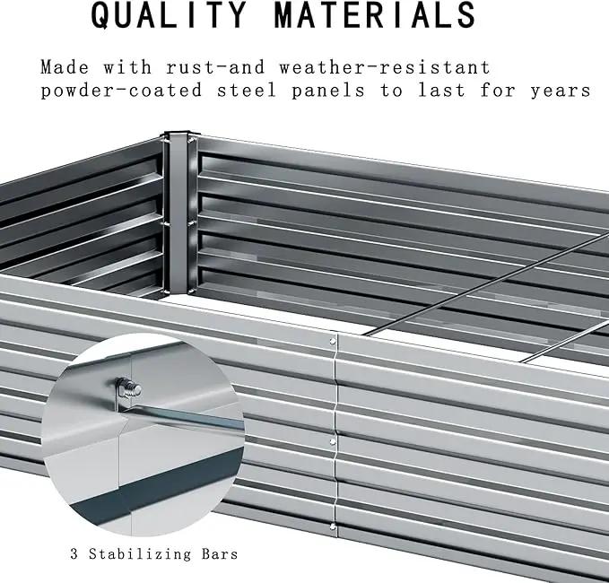 Galvanized Raised Garden Bed,2 Pcs 12×2×1FT Metal Planting Box for Outdoor Vegetable, Herb,Planter Gardening (Silver) by GreenHaven Gardens
