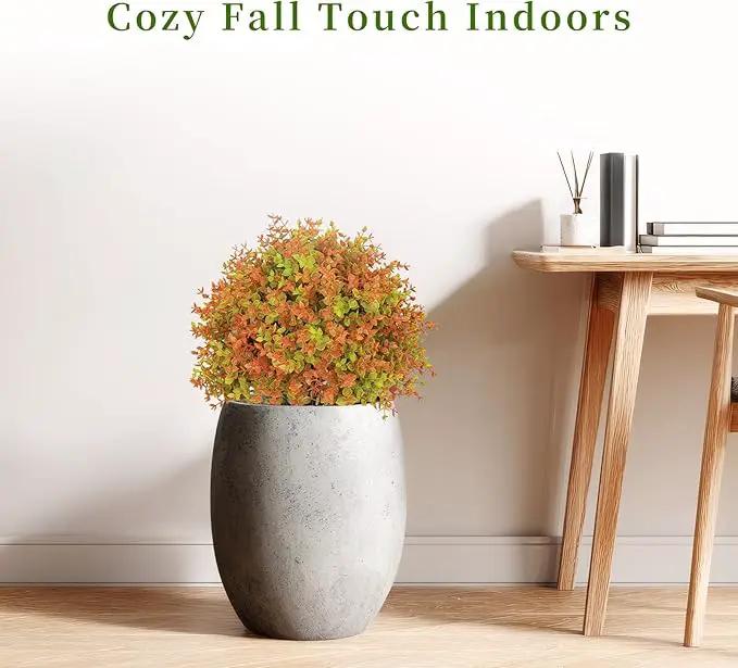24" Fall Plants Artificial Boxwood Topiary Trees, UV Resistant Faux Bushes with Ground Spike, Fake Shrubs for Outdoor Planters, Front Porch, Patio, Yard Decor Set of 2 by GreenHaven Gardens