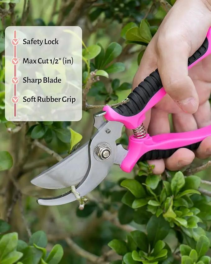 Pink Gardening Tools, Garden Tool Set for Women, 5 Piece Womens Gardening Kit with Garden Hand Tools Pink Floral Garden Bag,Gardening Gifts for Wife (5-Piece Pink) by GreenHaven Gardens