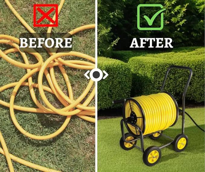 Garden Hose Reel Cart, Heavy Duty Steel Reel with Wheels, Garden Hose Holder for Outside, Backyard, or Lawn, Mobile Garden Cart Holds Up to 250 ft of 5/8’’ by GreenHaven Gardens