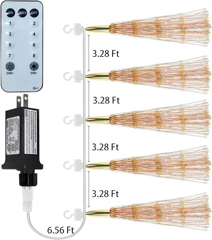 5 Pcs 1000 LED Plug-in Starburst Sphere Lights, Firework 8 Modes Dimmable Remote Control Waterproof Hanging Fairy, Copper Wire for Patio Party Tent Christmas (Warm White) by GreenHaven Gardens