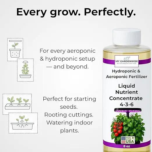 Liquid Plant Food – Hydroponics Nutrients for Indoor House Plants, Tomato, Strawberry, Lucky Bamboo, Lettuce, Vegetable Garden & Herbs – Aero Nutrients Liquid Fertilizer for All Growing Systems (16oz) by GreenHaven Gardens
