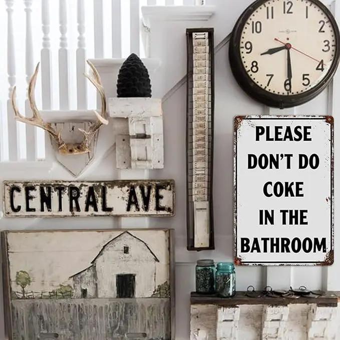 Please Don'T Do Coke In The Bathroom Sign Funny Room Decor For Men Cool Tapestry For College Dorm Metal Tin Signs Man Cave Decor Toilet Sign White 12 X 8 Inch by GreenHaven Gardens