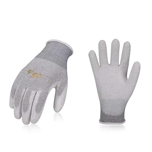 Vgo... 3 Pairs Safety Work Gloves,Gardening Gloves,Polyurethane Coated,Dipping Gloves,Latex Free(Szie L,Gray&White,PU6029) by GreenHaven Gardens