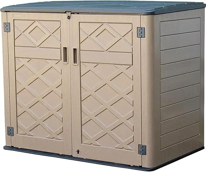 Large Horizontal Storage Sheds,38 cu.ft Resin Garden Shed Weather Resistance,Outdoor Storage Box Lockable for Patio,Backyard,Garden,Home(Brown) by GreenHaven Gardens
