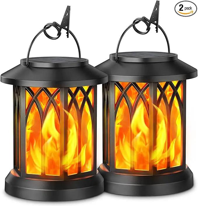 KOOPER Hanging Solar Lights Lantern Outdoor, Flickering Flames Solar Outdoor Lights, Solar Lanterns Outdoor Waterproof with Bigger Solar Panel, Auto ON/Off Solar Lantern for Yard Garden Decor, 2 Pack by GreenHaven Gardens