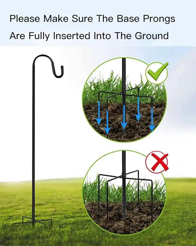 Shepherd Hook for Outdoor with 5 Prong Base, 2PCS 48IN Inches Garden Bird Feeder Pole for Hanging Bird Feeder, Plant Baskets, Solar Light Lanterns, Outdoor Plant Hanger Hook by GreenHaven Gardens