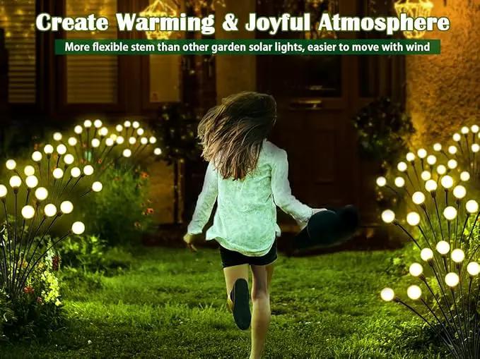 SunKite Solar Garden Lights - 4 Pack 10 LED Solar Firefly Lights Sway by Wind Outdoor Waterproof Solar Decorative Lights, Solar Outdoor Lights for Yard Patio Walkway Decoration, Warm White by GreenHaven Gardens