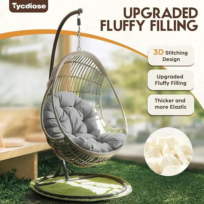 Egg Chair Cushion Replacement, Waterproof Outdoor Hanging Egg Swing Chair Cushions Pads, U-Shaped Thickened Cushions for Hanging Eggs Chair with Ties, 47x33x7 Inches (Grey) by GreenHaven Gardens