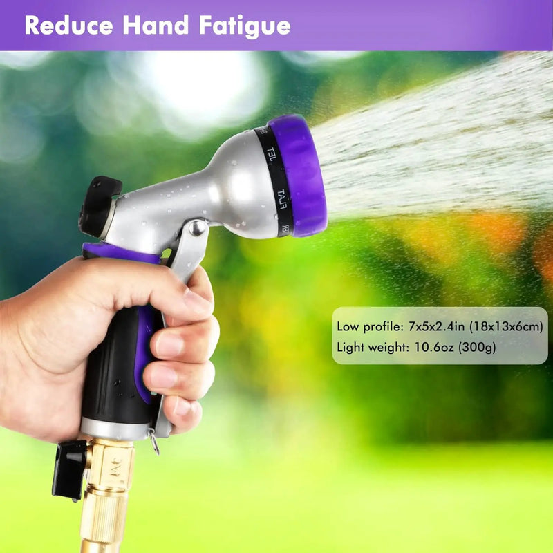 RESTMO Garden Hose Nozzle, Heavy Duty Metal Water Hose Nozzle with 7 Adjustable Spray Patterns, High Pressure Hand Sprayer with Flow Control, Best for Watering Plant & Lawn, Washing Car & Pet, Purple by GreenHaven Gardens