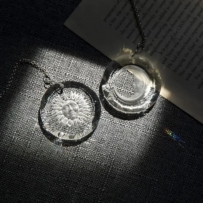 45mm Crystal Suncatcher Round Pendant Rainbow Maker for Home Car Decor (Moon and Sun) by GreenHaven Gardens