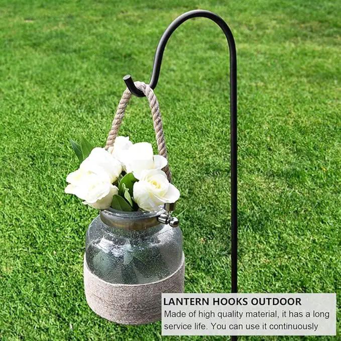 Dualshine 2 Pack Shepherd Hook 35 inch Tall Garden Outdoor Hook for Hanging Solar Light, Bird Feeders, Lanterns, Mason Jars, Garden Stake and Wedding Decor (Black) by GreenHaven Gardens