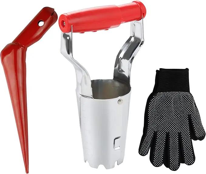 FLORA GUARD 2 Piece Bulb Planting Tool Set, Includes 1 Bulb Planter with Depth Markers, 1 Metal Planting Dibber, Ideal Transplanter Kit by GreenHaven Gardens