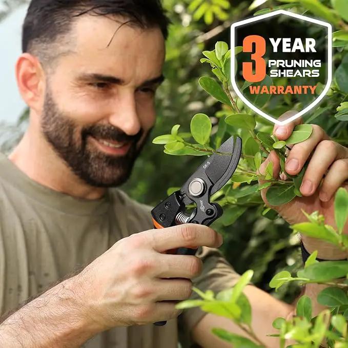 Pruning Shears for Gardening, 8.5" Professional Bypass Garden Scissors & Hedge Clippers for Branch, Plant Trimming, Heavy Duty Hand Pruner【Titanium Blade】【Arthritis Friendly】【Ergonomic Handle】 by GreenHaven Gardens