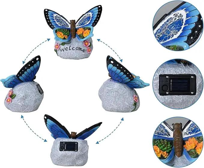 Yiosax-Garden Statue Butterfly Decor-Solar Outdoor Butterfly Light-Butterfly Figurine Decoration for Patio,Balcony,Yard,Lawn Ornament Garden Gift Women Mom by GreenHaven Gardens