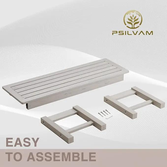 Psilvam 2-Person Outdoor Poly Lumber Patio Backless Bench, Fade-Resistant & Odor-Free Poly Lumber Patio Furniture, Weatherproof, Suitable for Garden, Porch and Park, 700 Lbs Support (2pcs, Grey) by GreenHaven Gardens