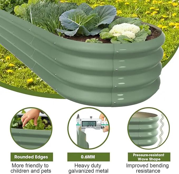 6x2x1ft Oval Galvanized Raised Garden Bed Outdoor 9-in-1 Large Metal Modular Planter Box Raised Beds for Gardening,Vegetables,Fruits,Flowers & Herbs (Green) by GreenHaven Gardens
