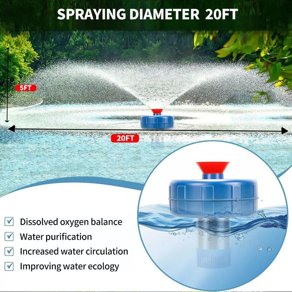 Stainless Steel Pond Fountain Aerator, 1HP 110V Stainless Steel Pond Jet System Fully Automatic Powerful Lake Floating Fountain for Ponds, Lakes by GreenHaven Gardens