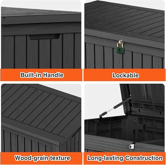 152 Gallon Deck Box Waterproof, UV Resistant Resin Outdoor Storage Box with Hydraulic Rod, Lockable Design and Enhanced Durability for Patio, Garden, and Poolside Use by GreenHaven Gardens