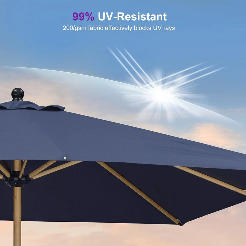 PURPLE LEAF 10' x 10' Square Patio Umbrella with Base Outdoor Umbrella Market Umbrella with Crank & 8 Ribs Aluminum Outdoor Table Umbrella for Pool Deck Backyard, Navy Blue by GreenHaven Gardens