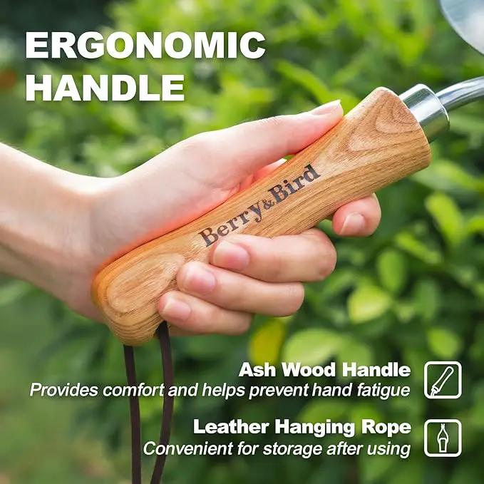 Berry&Bird Perennial Trowel, Oversized Garden Potting Trowel with Sharp Blade Wood Hand Shovel, Stainless Steel Planting Trowel Gardening Tool for Roots,Planting,Digging,Transplanting and Cutting by GreenHaven Gardens
