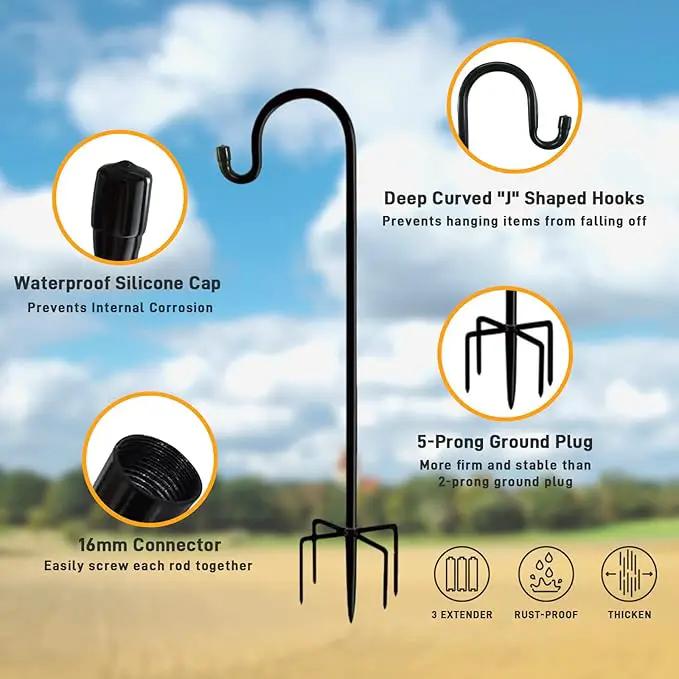 Shepherd Hooks Outdoor 36 Inches for Lanterns Heavy Duty Shepherd Stand Plant Hanger Yard Hooks for Solar Lights,Bird Feeder,Wedding,Mason Jar,Planter Pot by GreenHaven Gardens