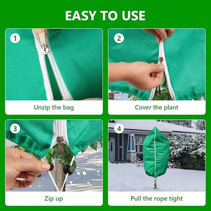Plant Covers Freeze Protection – 2 Pack 95"x95" Extra Large Frost Blankets for Outdoor Plants, 2.4oz Heavy-Duty Tree Covers with Zipper & Drawstring – Reusable Winter Plant Freeze Cloth by GreenHaven Gardens