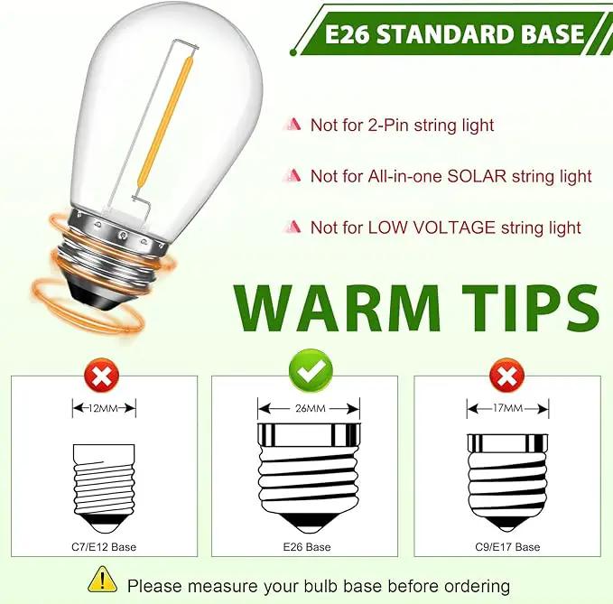 LED S14 Replacement Light Bulbs for Patio String Light, Shatterproof & Waterproof Hanging Light Bulbs for Outdoor String Lights, Dimmable, E26 Base, 24 Pack by GreenHaven Gardens