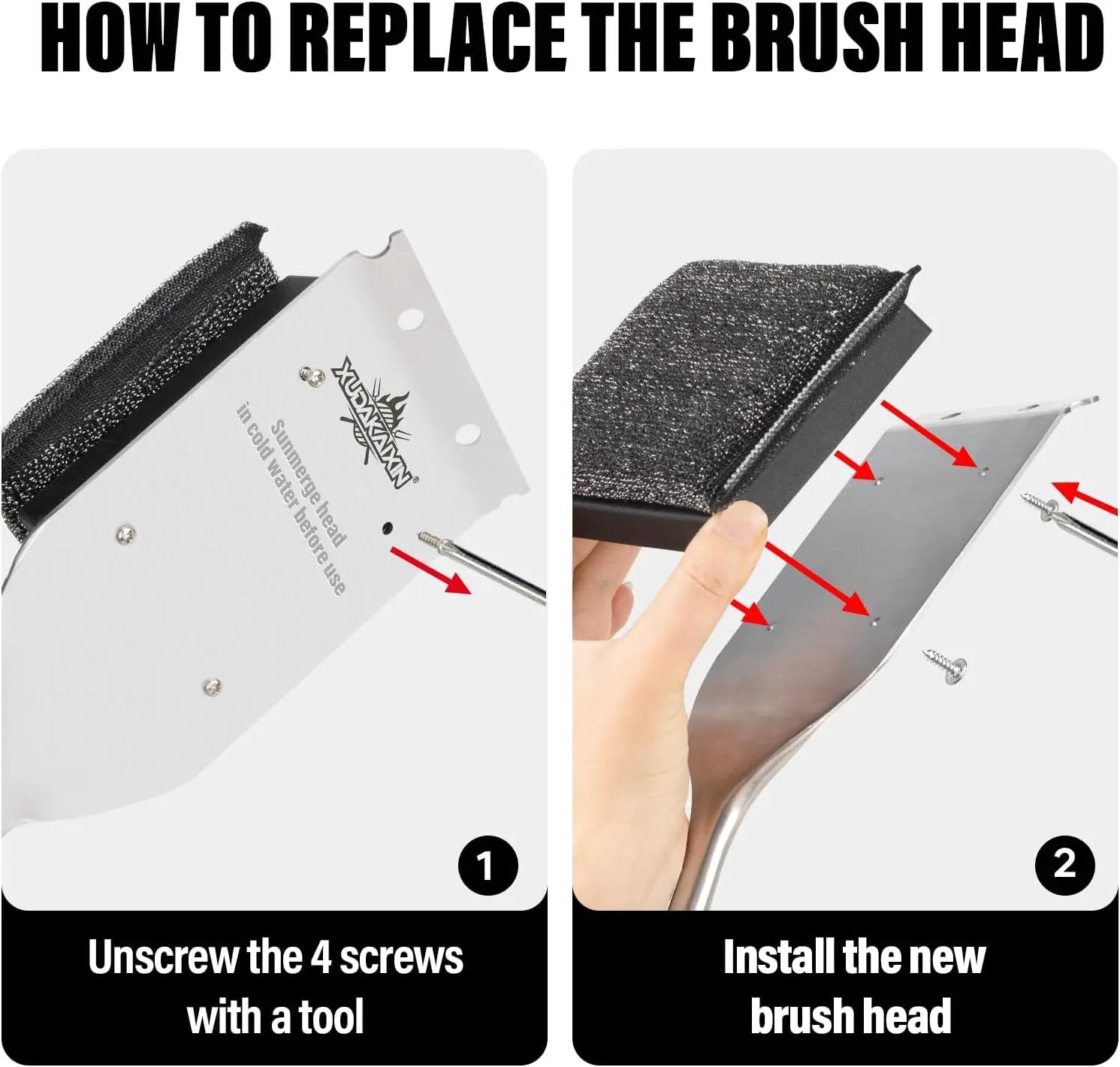 18” Steam Grill Brush Bristle Free,with Extended Luxurious Acacia Wood Handle,Safe Grill Cleaner for Outdoor Grill,Replaceable Head Grill Scraper Tool,BBQ Accessories,Gifts for Men/Dad by GreenHaven Gardens