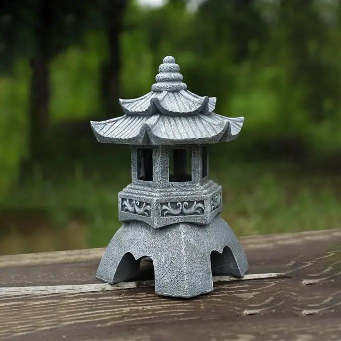 Zen Solar Pagoda Lantern Garden Statue, Indoor/Outdoor Zen Asian Decor for Landscape Balcony, Garden, Patio, Porch Yard Art Ornament by GreenHaven Gardens