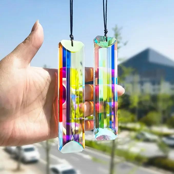 HDCRYSTALGIFTS 2pcs 120mm/5'' Large Crystal Sun Catcher Prisms Hanging for Window,AB Crystals for Suncatchers,Rainbow Maker Rectangle Crystal Stick Prisms for Balcony,Kitchen,Garden Decoration by GreenHaven Gardens