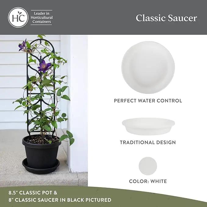 The HC Companies Flower Pot Saucers - Plastic Plant Saucer for Outdoors & Indoors - Traditional Design Plant Pot Trays for Water Drainage - Durable & Stylish Round Plant Tray (17.5-inch White) by GreenHaven Gardens