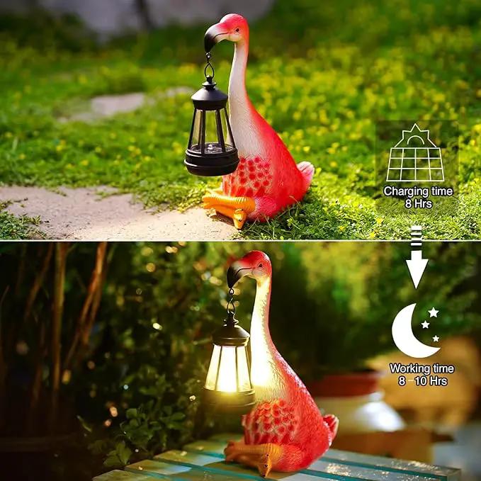 Goodeco Flamingo Statue with Solar Lantern - Artistic Pink Flamingo Decor for Outdoor Garden & Home, Flamingo Gifts for Women - Flamingo Lamp with Solar Lights Outdoor by GreenHaven Gardens
