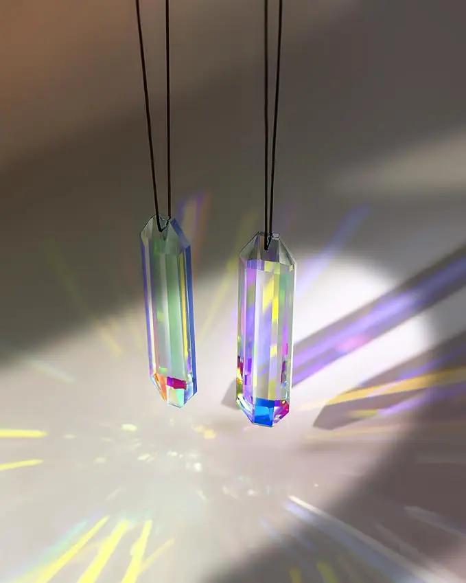 2 Pack Crystal Suncatcher, Hanging Sun Catcher Prism with String Suncatchers for Windows, Room, Outdoor, Car Mirror Garden Decor by GreenHaven Gardens