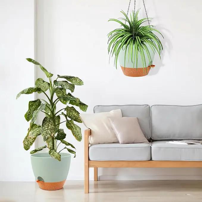 GARDIFE Large Hanging Planter, 12 inch Hanging planters for Indoor. Outdoor Plants, Self Watering Plant Pot, Plant Hanger, Green by GreenHaven Gardens