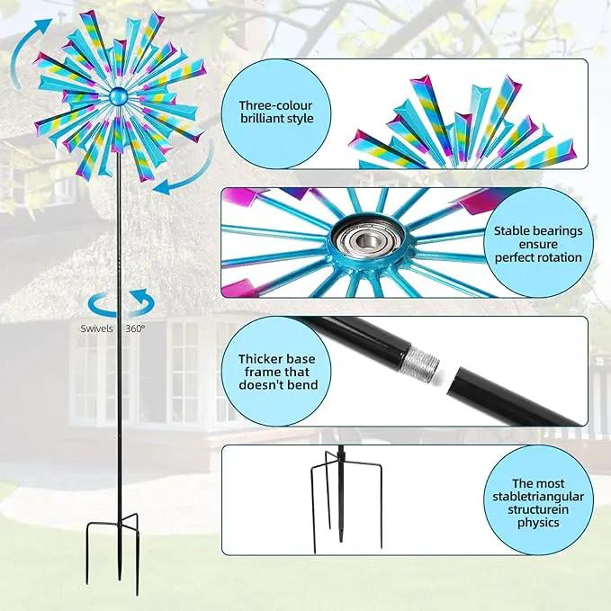 Decoroca Wind Spinners Outdoor Metal Large - 72in 360 Degrees Rainbow Wind Spinner for Outdoor Yard, Patio, Lawn & Garden Sculptures - Rare Square Fan Blade Design - Used to Adjust Mood in Garden by GreenHaven Gardens