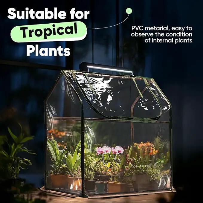Quictent Portable Mini Cloche Greenhouse w/ Elevated Bottom, Reinforced High Light Transmission Waterproof UV-Resistant Hot House for Indoor Outdoor, 36" x 18" x 33", Clear by GreenHaven Gardens