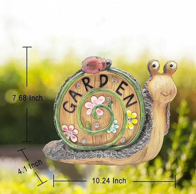 Snail Statue with Flower Gifts for Garden - LED Lights Waterproof - Lawn Decor Snail Statue Lawn Decor Snail for Patio, Balcony, Yard Ornament 7.68 Inch Tall by GreenHaven Gardens