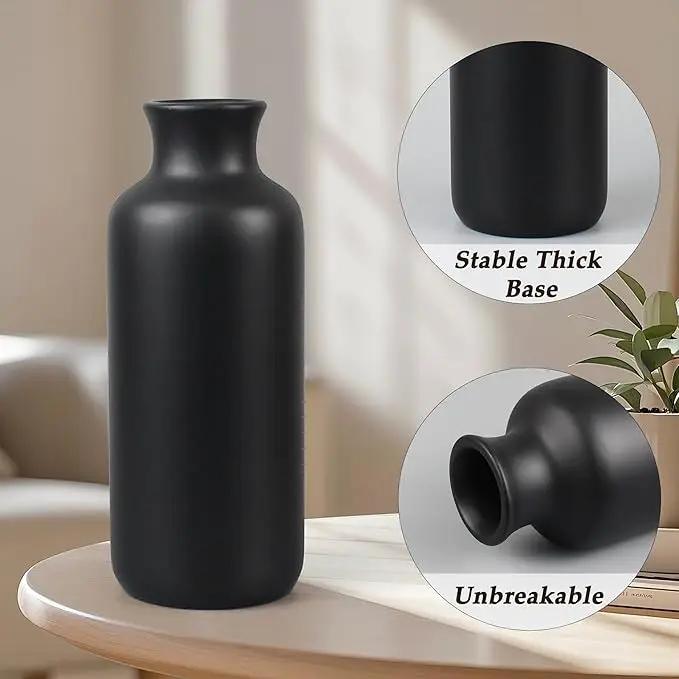 Resin 3 Piece Vase Set, Farmhouse Decor, Home Decorative Vase, Vases for Your Kitchen, Bedroom, Office, Living Room, Bathroom, & Shelf Centerpiece Table Decorations, Black by GreenHaven Gardens