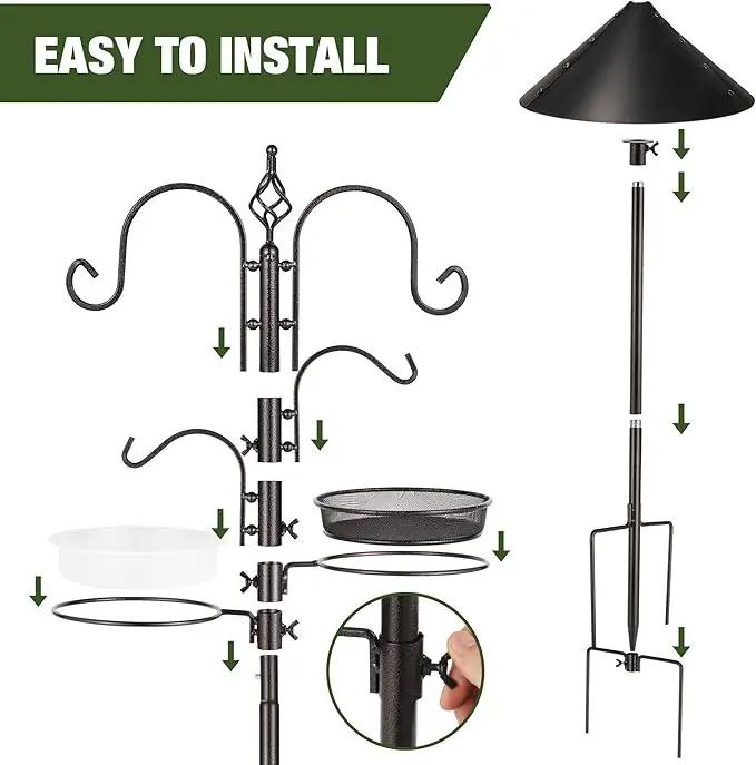 ERYTLLY Bird Feeders Bird Feeding Station Kit Bird Feeding Pole Wild Bird Feeder Hanging Kit with Squirrel Guard Baffle Suet Cage Tube Bird Feeder Planter Hanger Multi Feeder for Attracting Wild Birds by GreenHaven Gardens