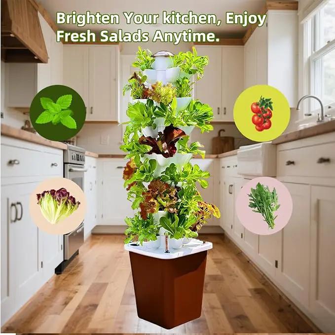 Hydroponic Growing System Kit – Indoor Vertical Hydroponic Garden Tower, 35 Planting Pods，Indoor Herb Garden,Lettuce Vegetables Hydroponic Growing Kit by GreenHaven Gardens
