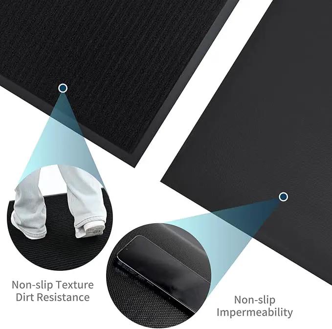 Rubber Door Mat About W3' ×L16' Heavy Duty Large Outdoor Indoor Mat Durable Entrance Doormat Waterproof Rubber Back Rugs for Home Entryway Patio Porch Office Business Areas (Jet Black) by GreenHaven Gardens
