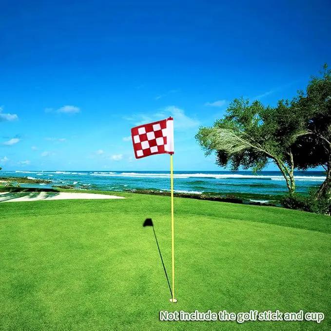 Nylon Golf Putting Green Flags - Solid & Checkered, Indoor/Outdoor, 8.7"x6" (White-Red) by GreenHaven Gardens