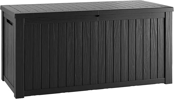 200 Gallon Lockable Resin Deck Box, Waterproof & UV-Resistant Outdoor Storage Box for Outdoor Cushion Storage, Garden Tools & Pool Accessories Storage, Black by GreenHaven Gardens