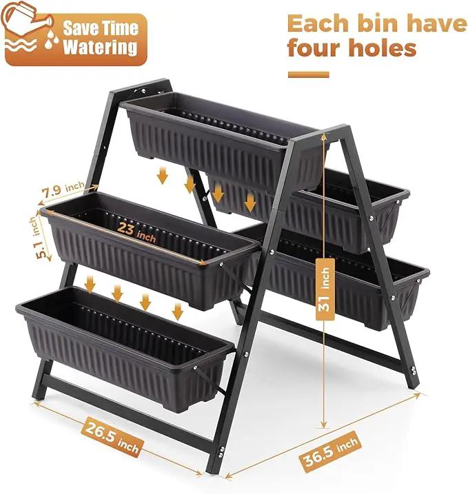 Raised Garden Planter Bed, Tiered Planter Stand with 5 Boxes (Brown), 26" Long*36.5" Wide*31" Tall, Good for Herbs, Flowers, or Vegetables in Patio Balcony Indoor Outdoor by GreenHaven Gardens