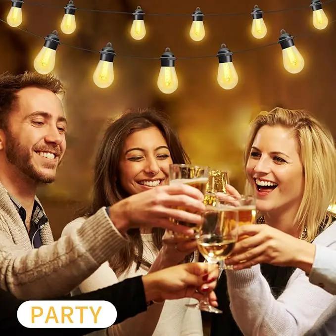 Honche Solar Lights Outdoor Waterproof LED IP66 with 15 Edison Bulb Warm White String Lights Patio Lights Decorate for Christmas Camping Wedding Birthday Backyard Gazebo Party by GreenHaven Gardens