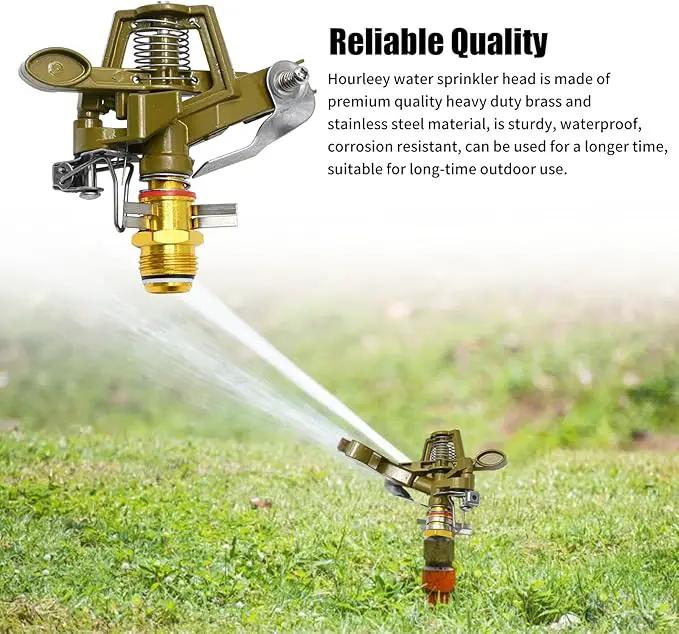 1/2 Inch Brass Impact Sprinkler with Nozzles Adjustable 0-360 Degree Coverage Pattern Heavy Duty Lawn Sprinkler Head for Yard Lawn Grass Patio Garden Irrigation (2Pcs) by GreenHaven Gardens