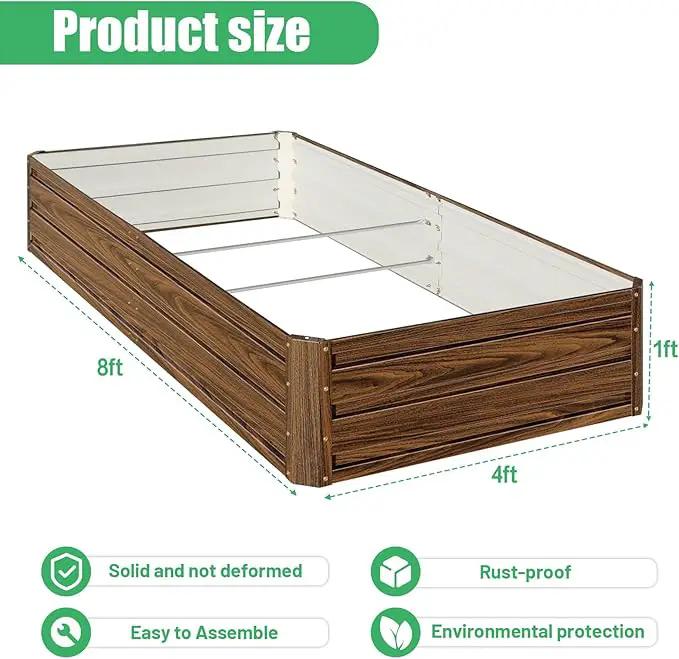 SnugNiture 2 Pcs 8x4x1FT Raised Garden Bed Galvanized Planter Garden Boxes Outdoor, Deep Root Planter Raised Bed for Vegetables Flowers Herbs,Brown by GreenHaven Gardens