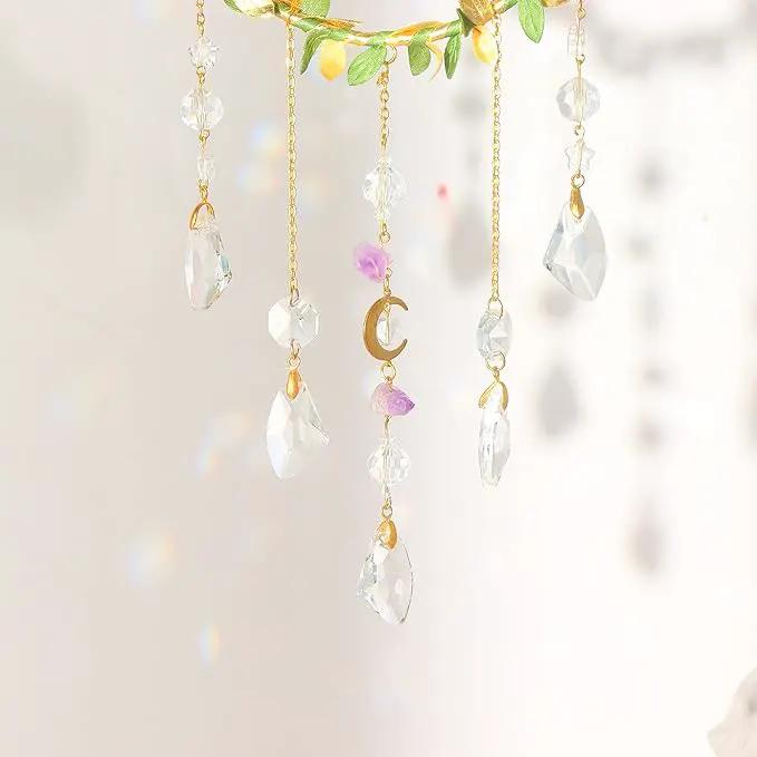 Suncatcher - Hanging Crystals Sun Catchers with Healing Amethyst for Windows, Glass Prisms Rainbow Maker, Home Decor, Blessed Gift Ideas by GreenHaven Gardens