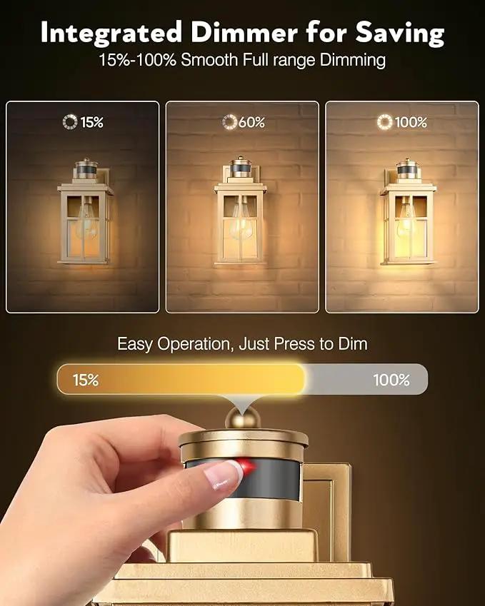 Motion Sensor Outside Lights for House, Modern Dusk to Dawn Outdoor Lighting, 2 Pack Gold Anti-Rust Outdoor Wall Lights with Transparent Glass, Waterproof Outdoor Porch Lights for House, Patio by GreenHaven Gardens